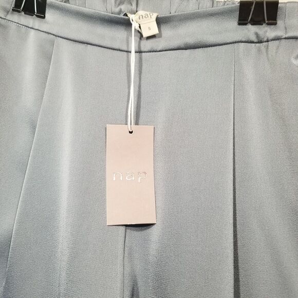 Nap Take A Nap Womens S Pull On Wide Leg Cropped Gray Leisure Pants Satin NEW - Picture 7 of 10